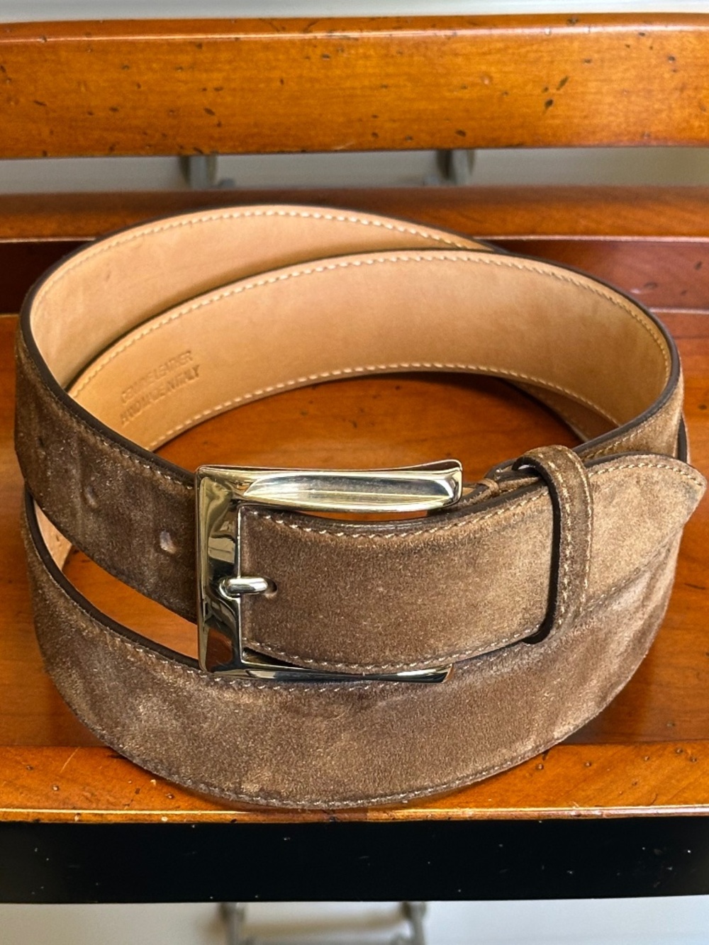 Di Bianco Farro Italian Suede Belt Mens SZ 36